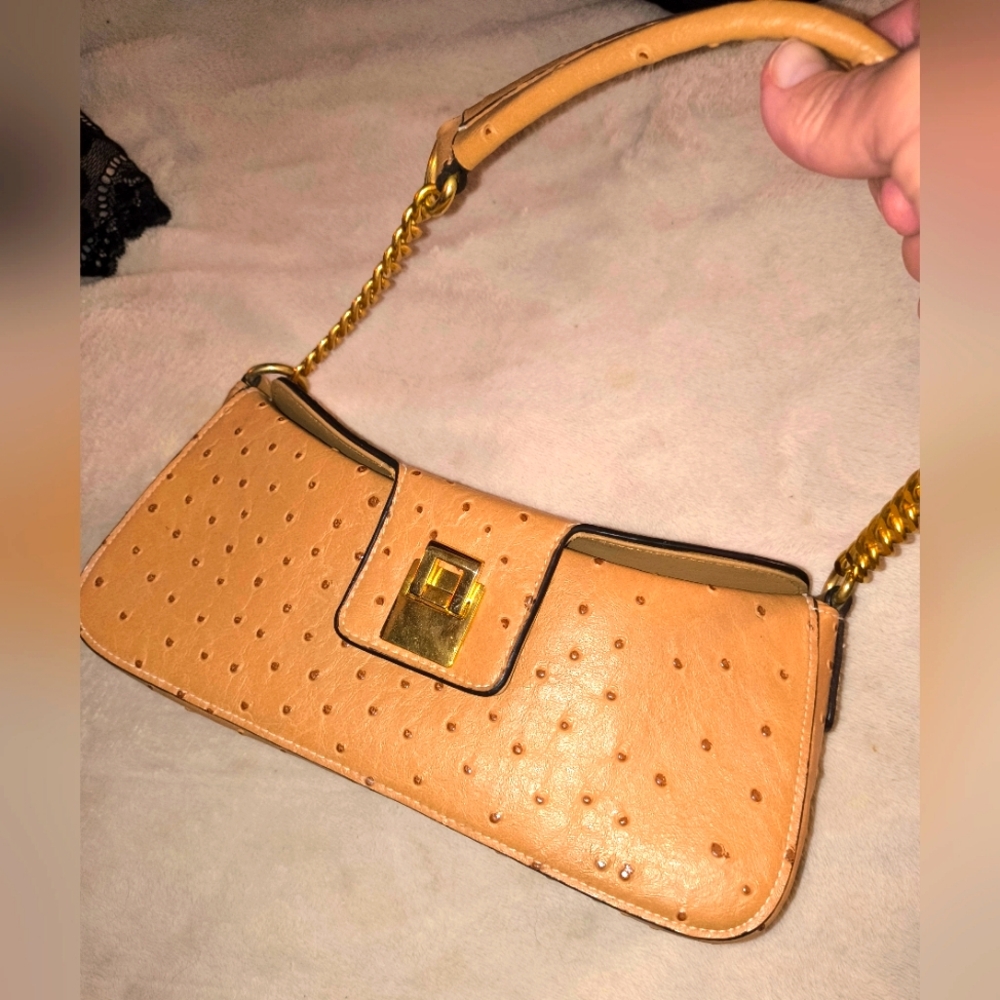 Elegant Tan Faux Leather Handbag